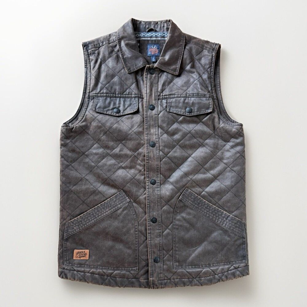 🔥New Moon Shine Spirit Western Biker Quilted Oilskin Aztec Lined Vest Mens S